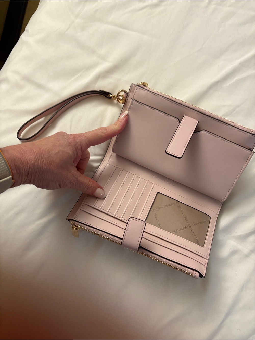 Michael Kors Pale Pink Leather Wristlet Wallet